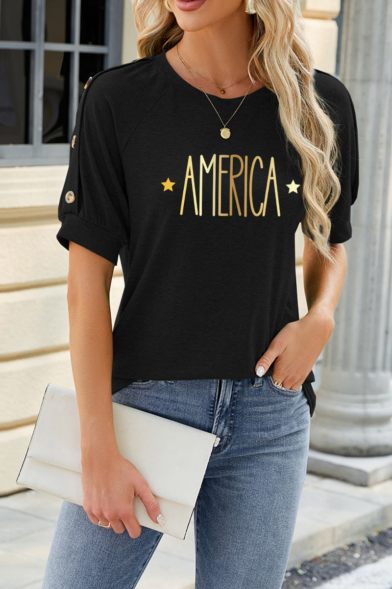 America Graphic Rayon Tee Boutique Patriotic Summer Top