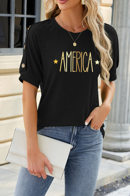America Graphic Rayon Tee Boutique Patriotic Summer Top