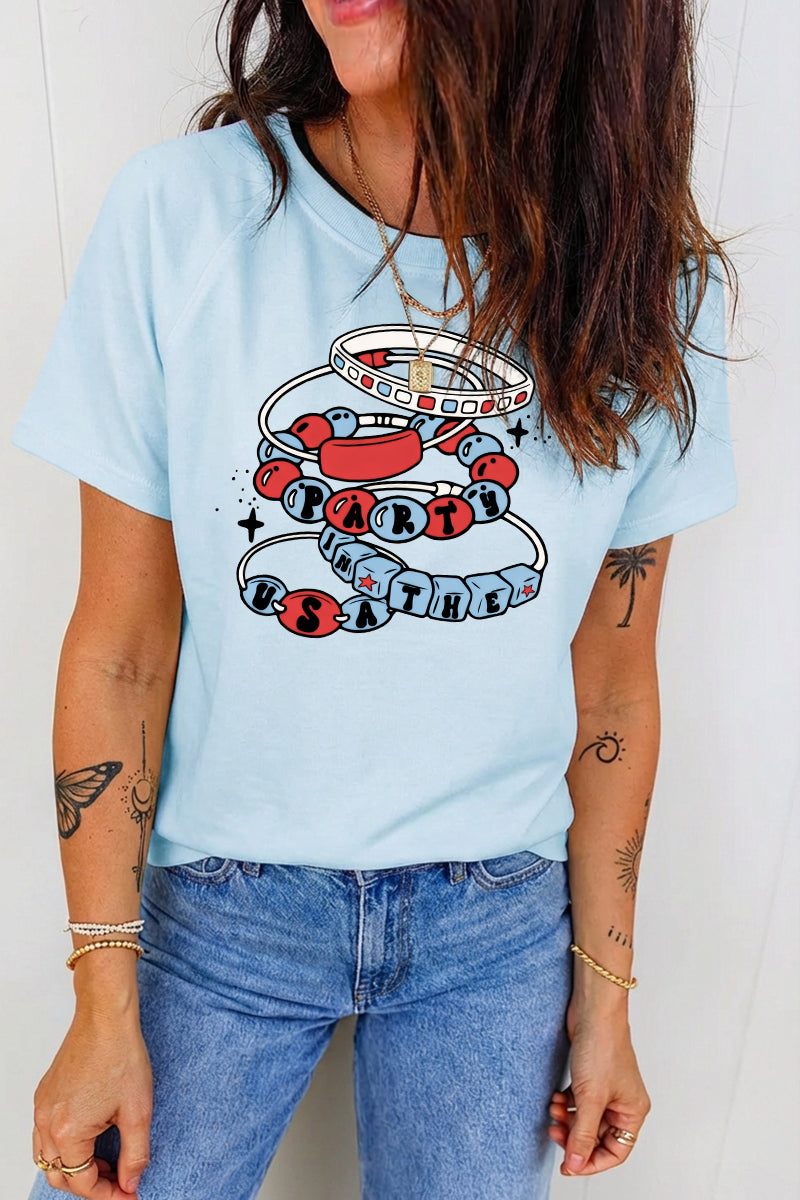 Patriotic Snake USA Graphic 4th of July Casual Tee