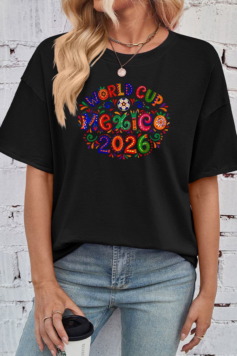 Graphic Rayon T Shirt World Cup Mexico Casual Tee