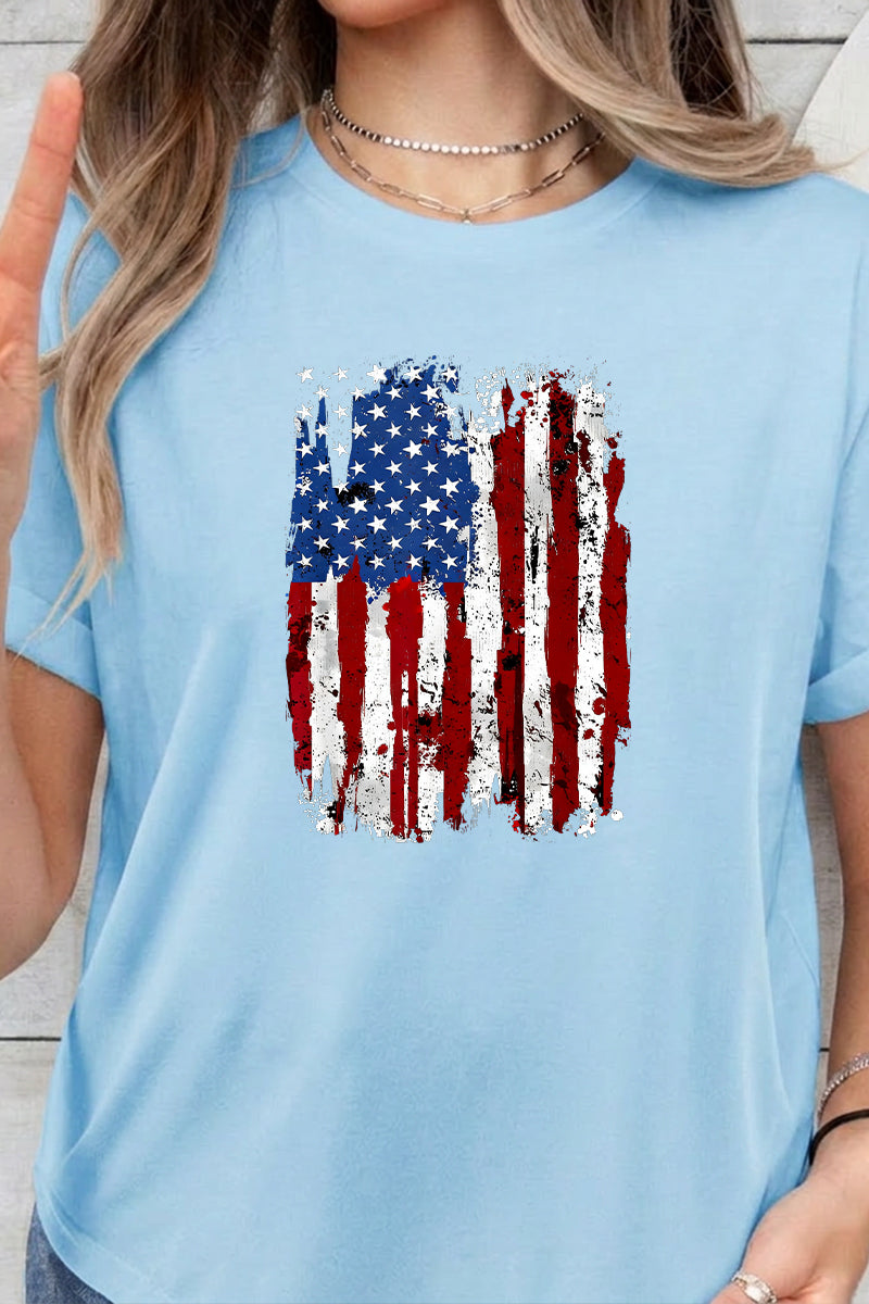 4th of July Distressed USA Flag Graphic Tee