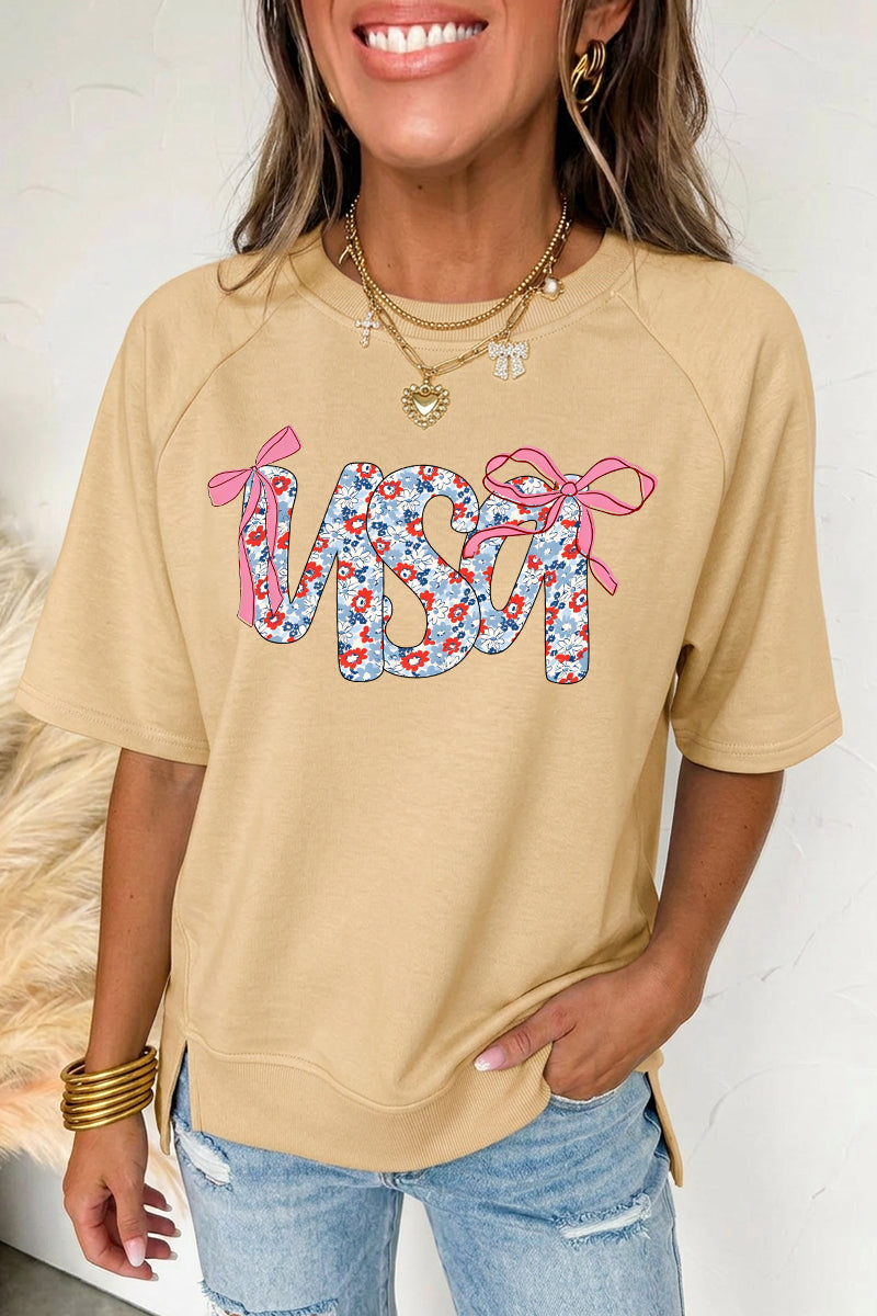 Independence Day Leopard USA Graphic Tee Casual Fit