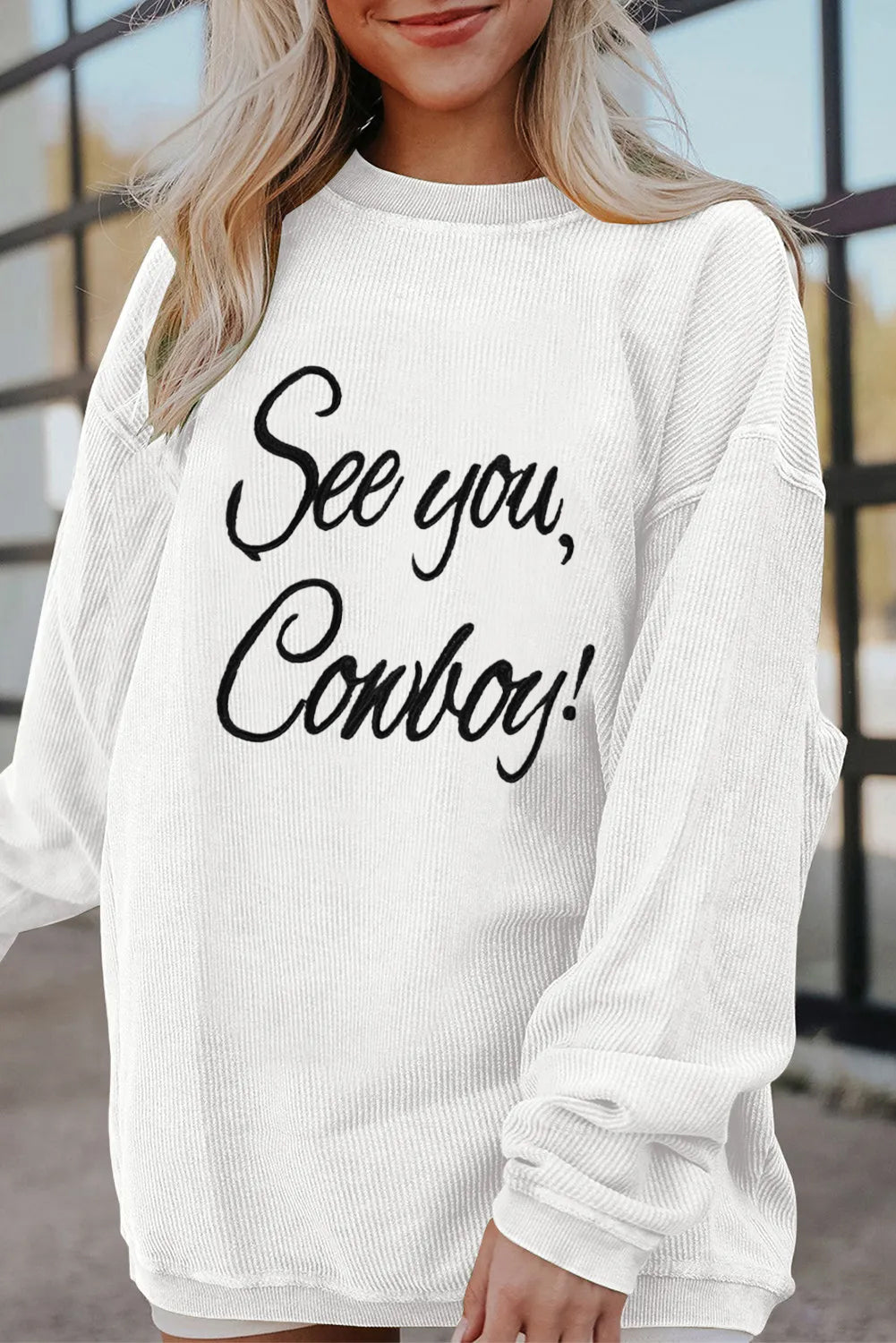Western Cowboy Quote Letter Graphic Oversized Sweatshirt