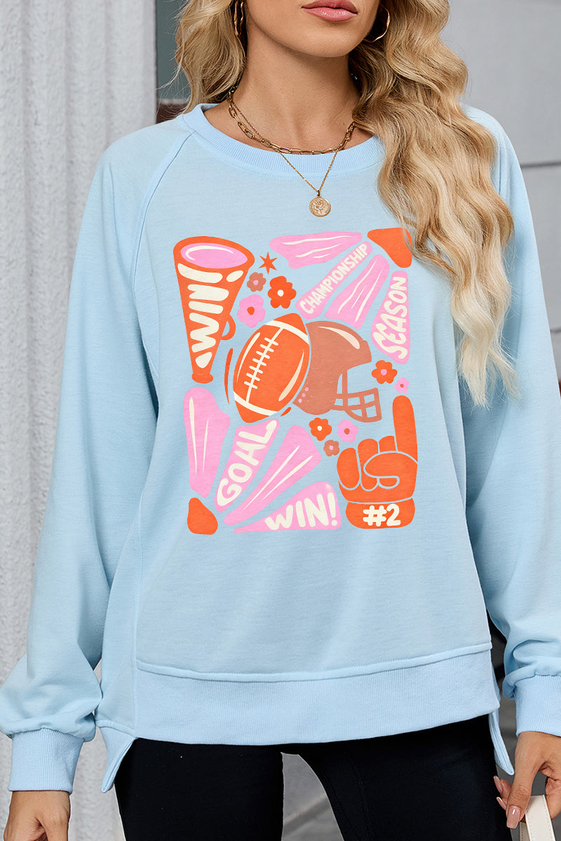 Football Graphic Sweatshirt Casual Game Day Top