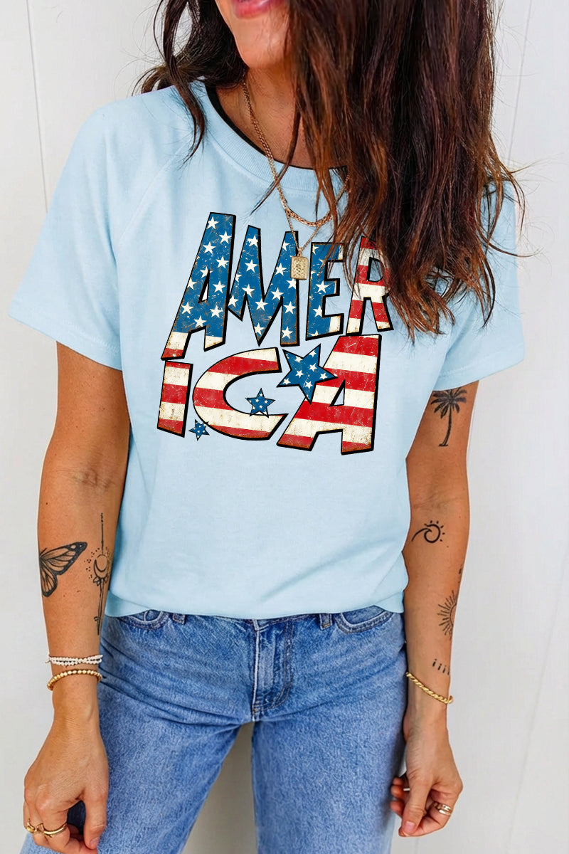 4th of July Oversized America Flag Patriotic Tee
