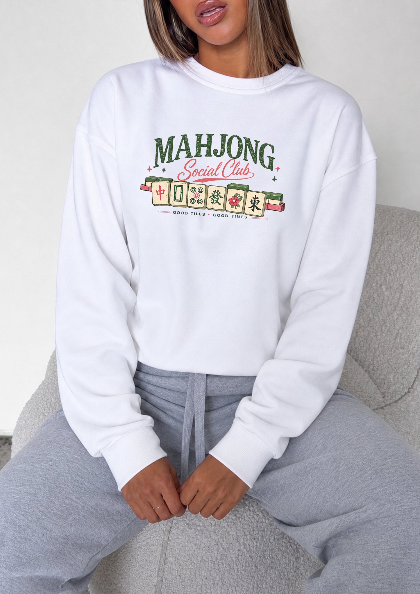 Mahjong Social Club Graphic Crewneck Sweatshirt