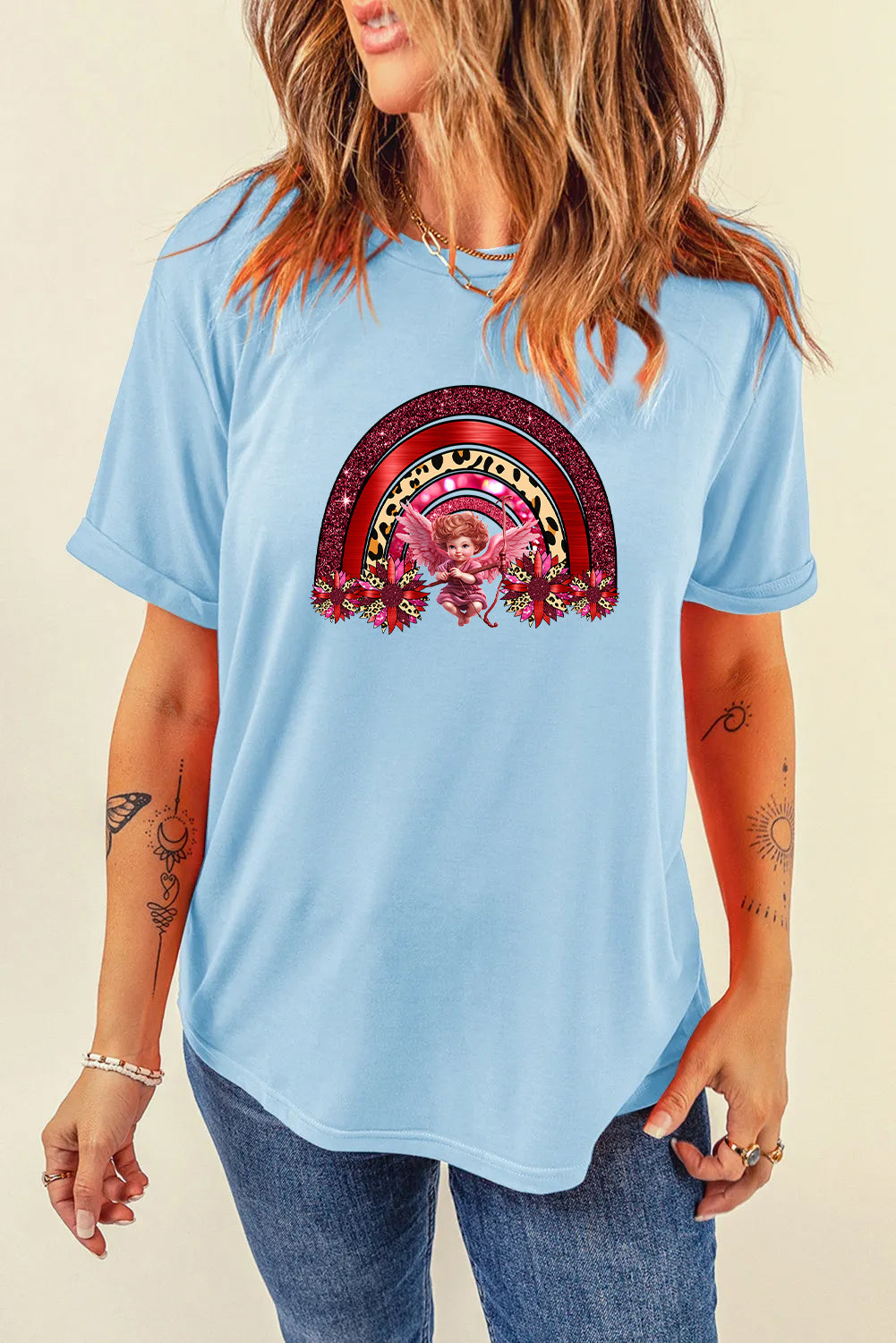 Valentine’s Day Cupid Rainbow Graphic T Shirt