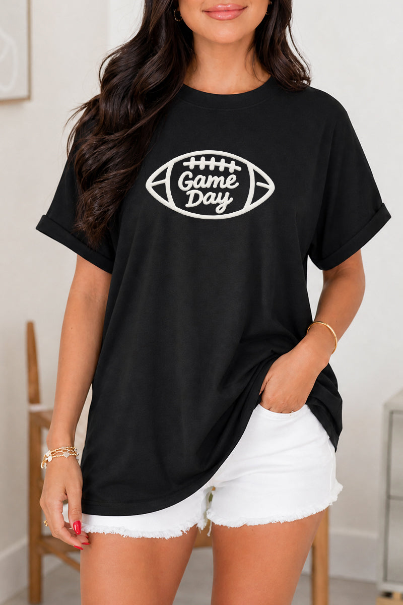 Football Rayon Tee Game Day Puff Print Graphic