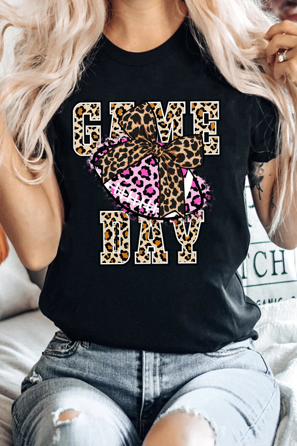 Halloween Pumpkin Leopard Print Crew Neck T-Shirt
