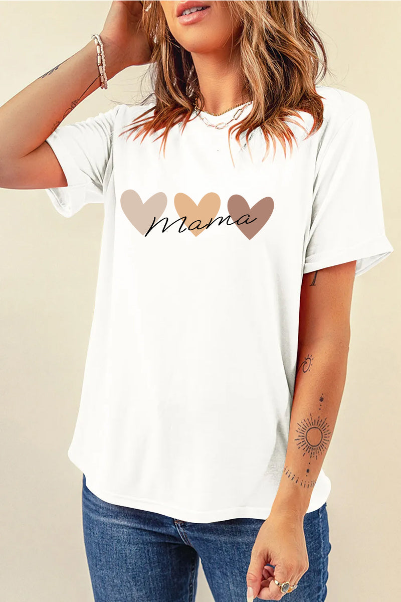 Mama Heart Graphic Tee Mothers Day Casual Spring Top