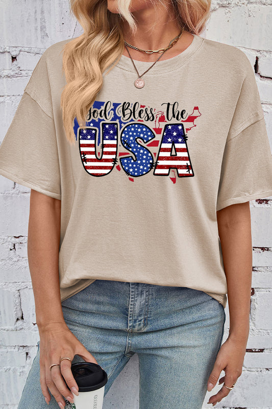 USA Flag Cotton Tee Oversized Casual Patriotic