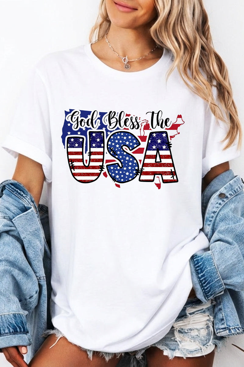 Independence Day USA Flag Graphic Casual Tee