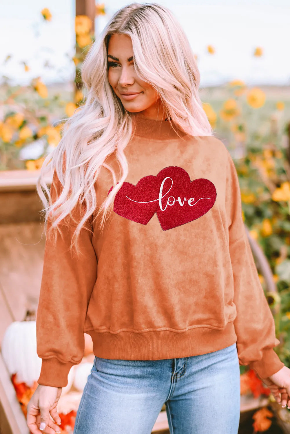 Valentines Day Love Double Heart Vintage Sweatshirt