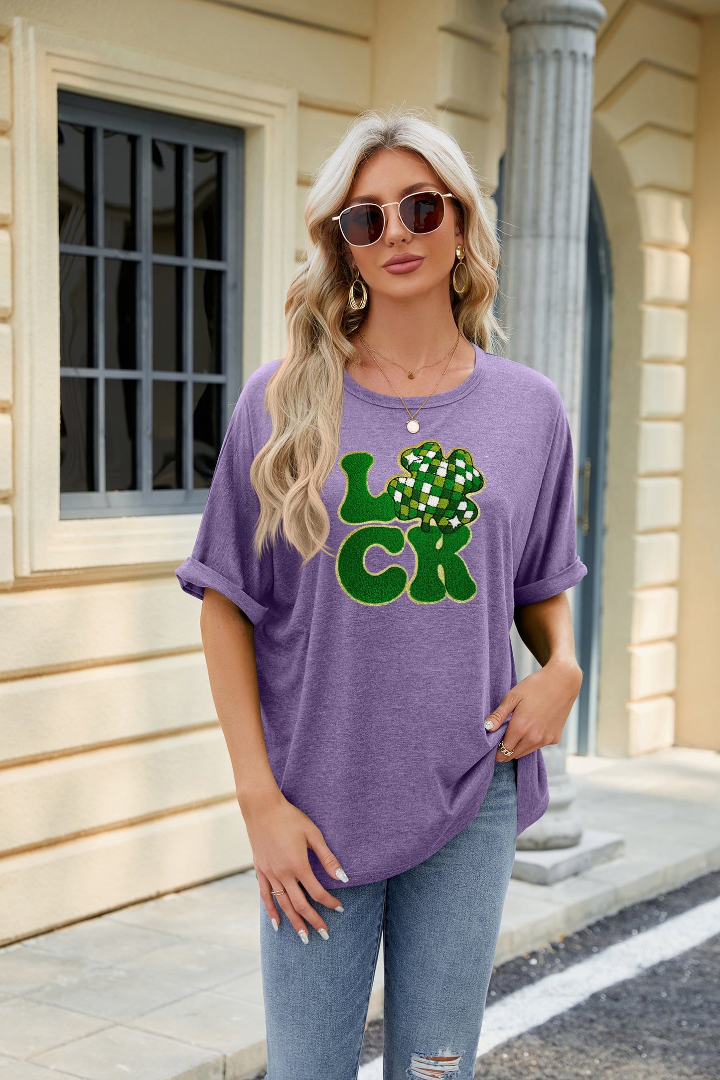 St Patrick’s Day Sequin LUCK Clover Graphic Tee
