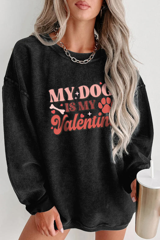 Cute Valentine’s Day Black Oversized Graphic Sweatshirt