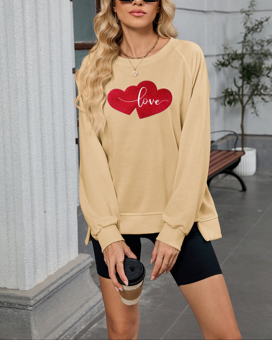 Valentine's Day Double Heart Love Graphic Long Sleeve