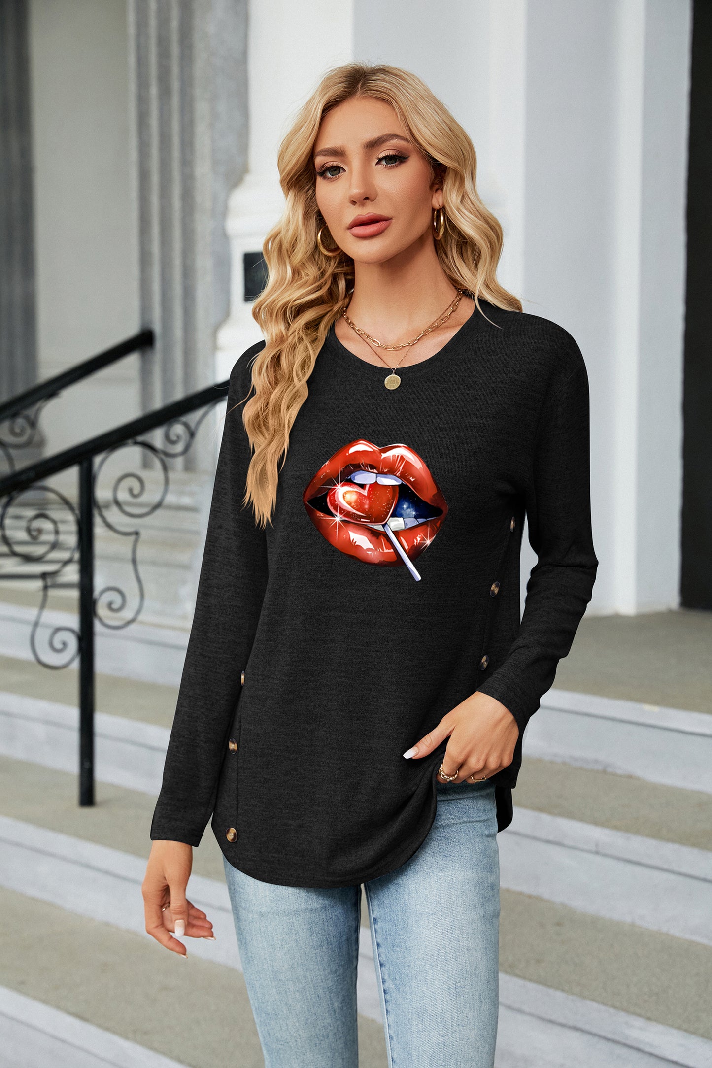 Valentine's Day Lip Candy Graphic Everyday Long Sleeve