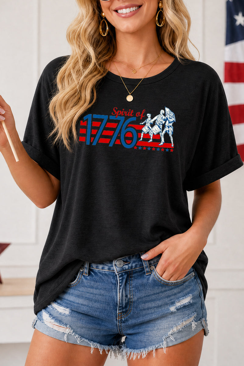 Spirit of 1776 Patriotic Graphic Relaxed Fit T Shirt