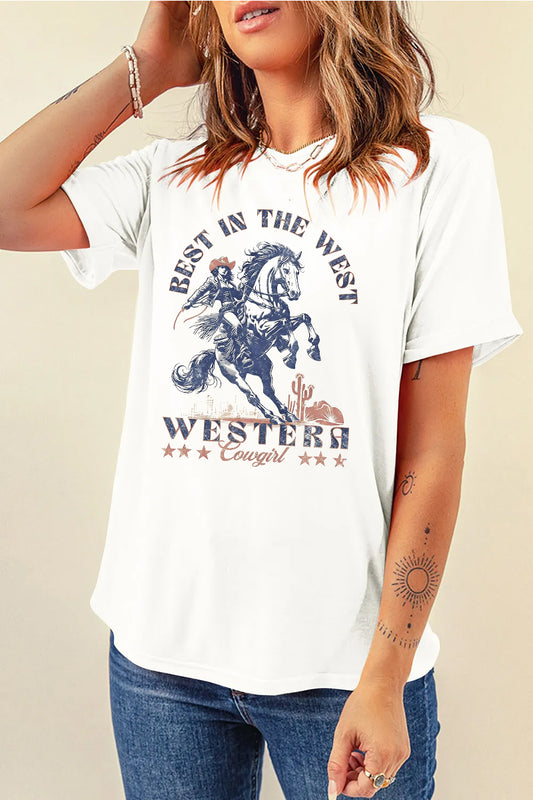 Western Cowboy Horse Graphic Tee Vintage Rodeo T Shirt