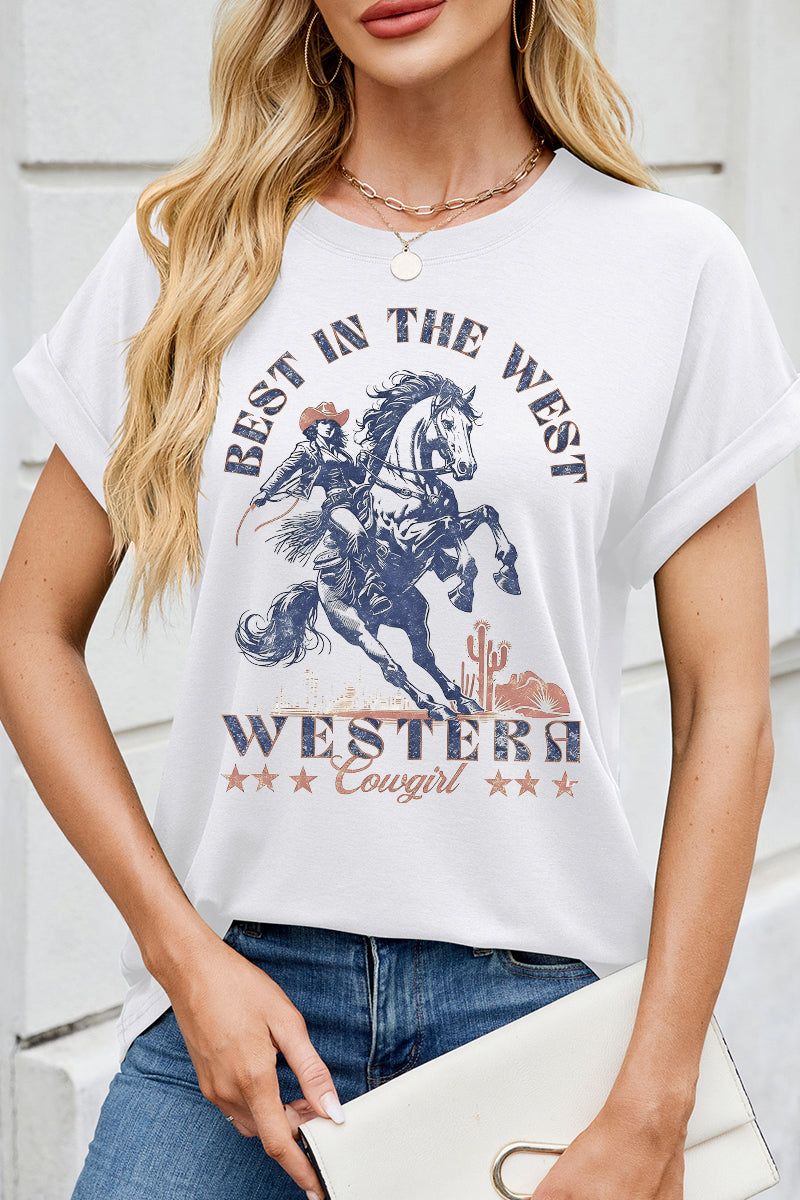 Vintage Western Horse Graphic Tee Retro Cowboy T Shirt