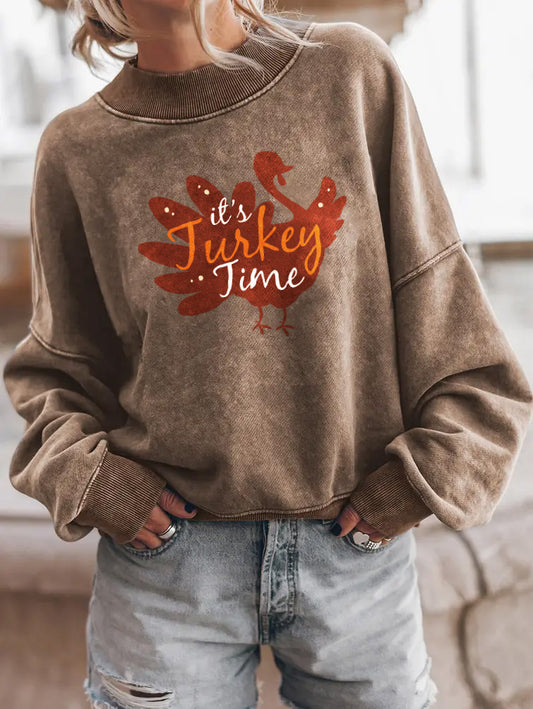 Thanksgiving Turkey Day Long-Sleeved Pullover Sweatshirt