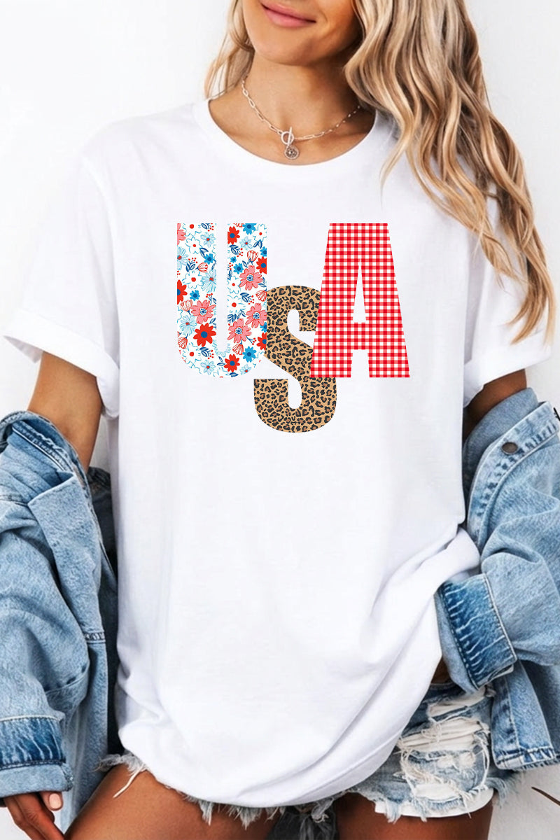 Independence Day USA Patchwork Graphic Tee