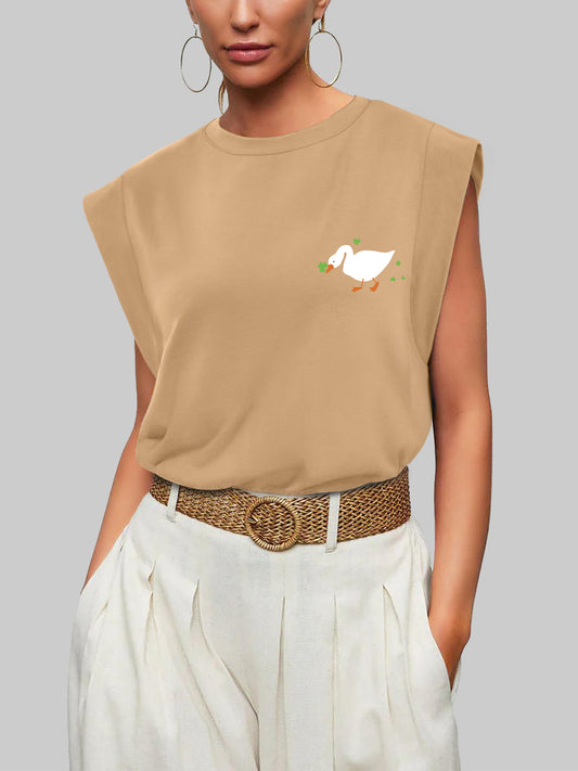 St Patricks Day Lucky Duck Graphic Sleeveless Top