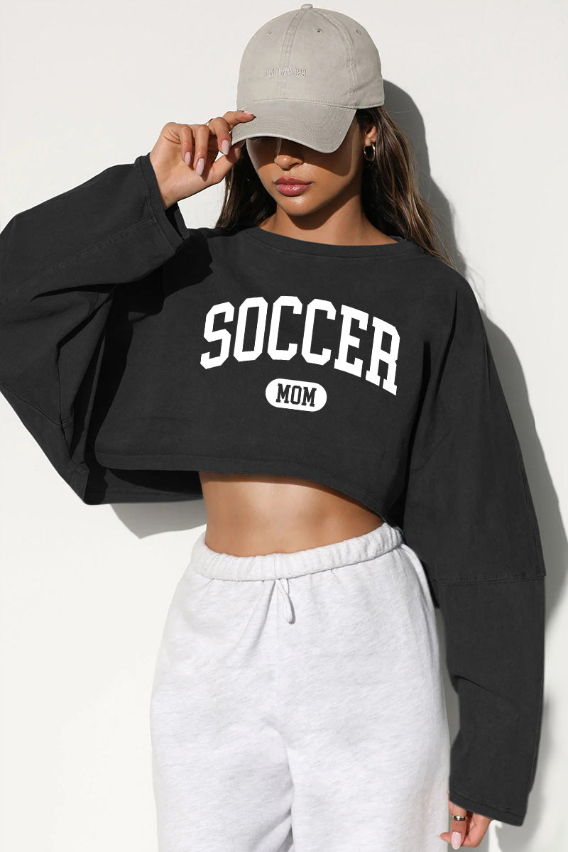 Soccer Mom Cropped Sweatshirt Women Pink Game Day Crop Top