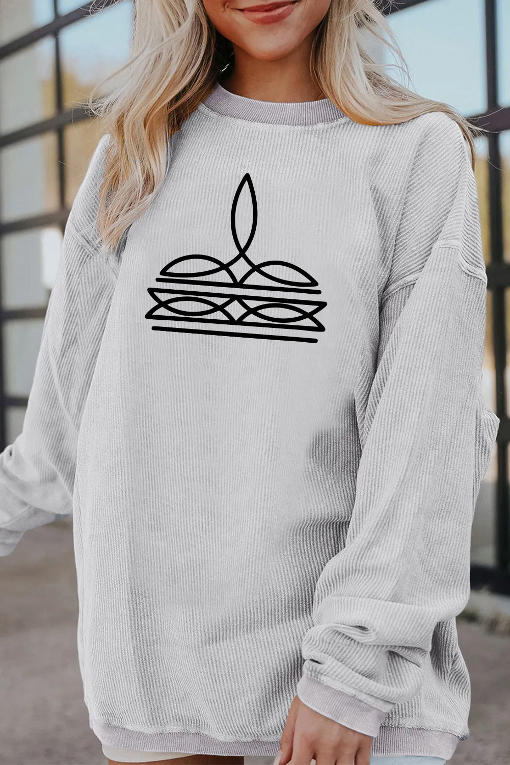 Western Minimal Line Art Casual Sweatshirt