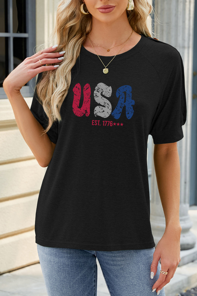 USA Graphic Rayon Tee Boutique Patriotic Independence Day Top