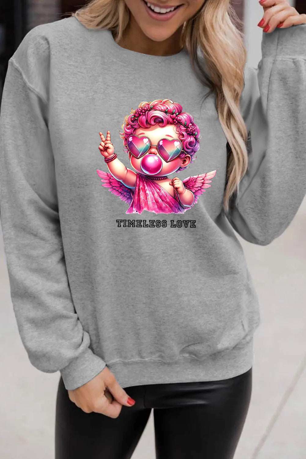 Valentine’s Day Timeless Love Angel Graphic Cozy Sweatshirt