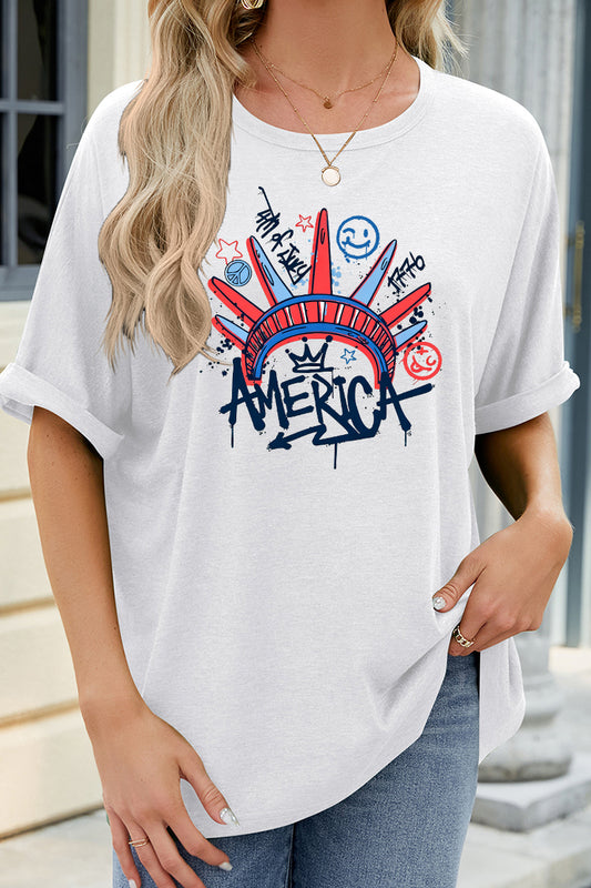 Graffiti Graphic Oversized Fourth of July America Tee