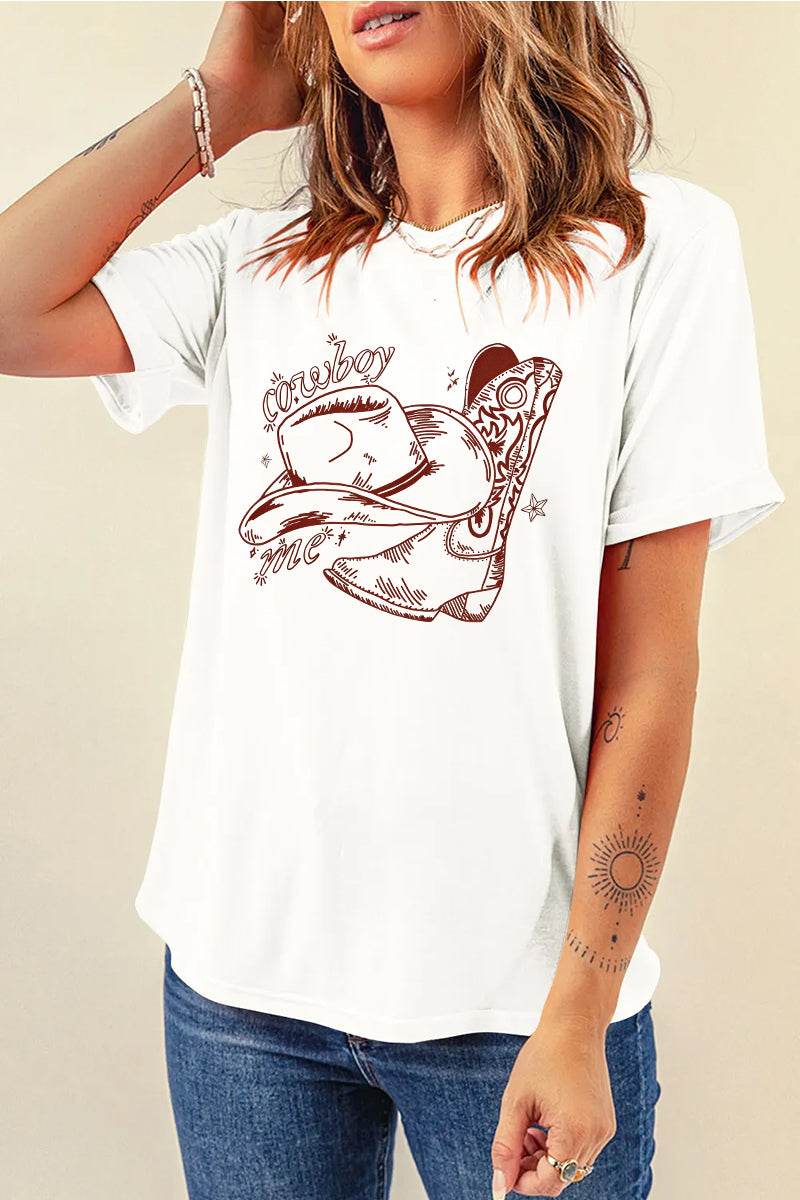 Western Graphic Tee Casual Vintage Cowgirl T Shirt