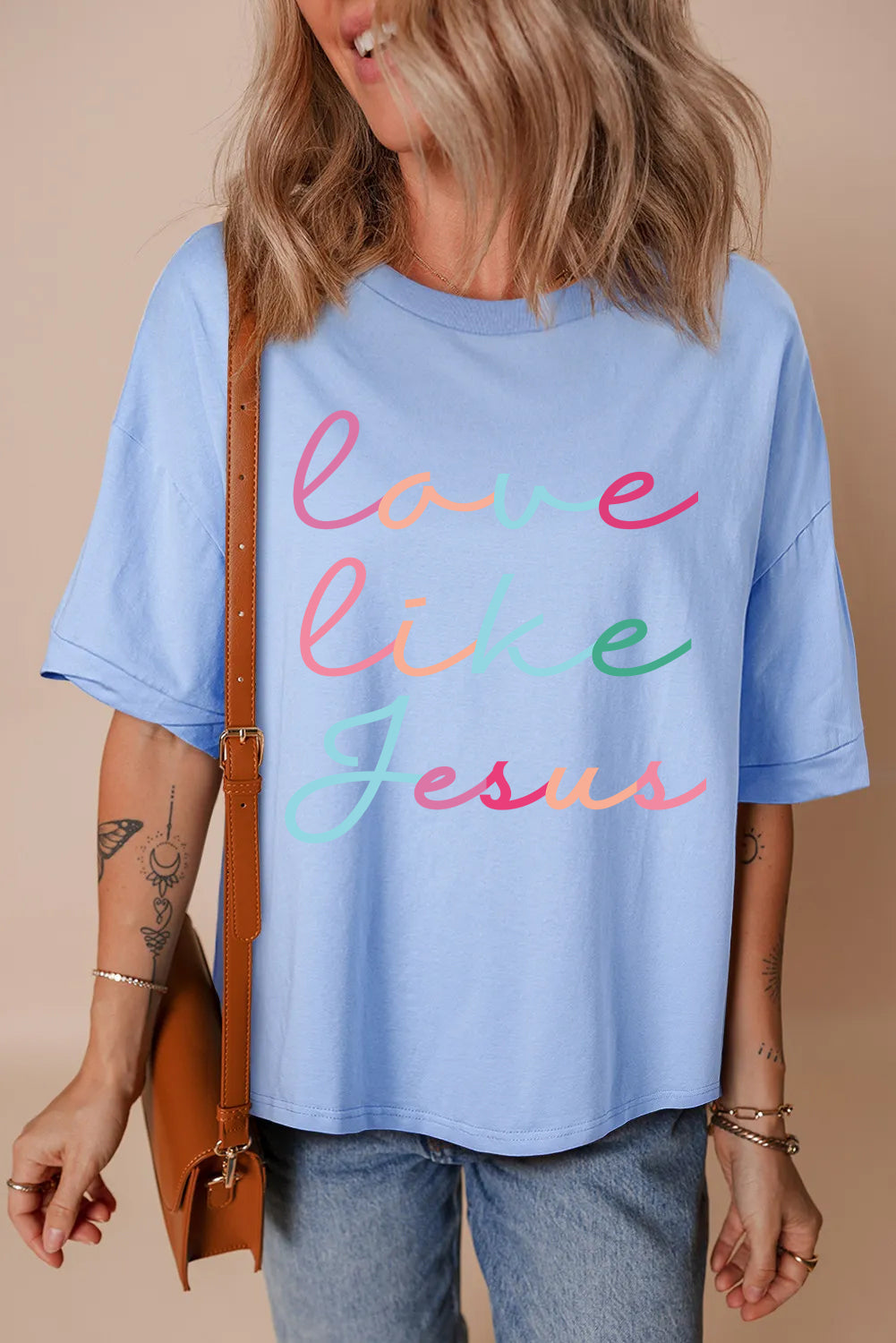 Easter Love Like Jesus Graphic Tee Christian Womens Top