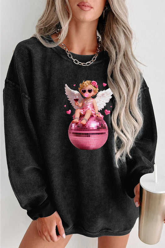 Valentine's Day Cupid Angel Heart Graphic Sweatshirt
