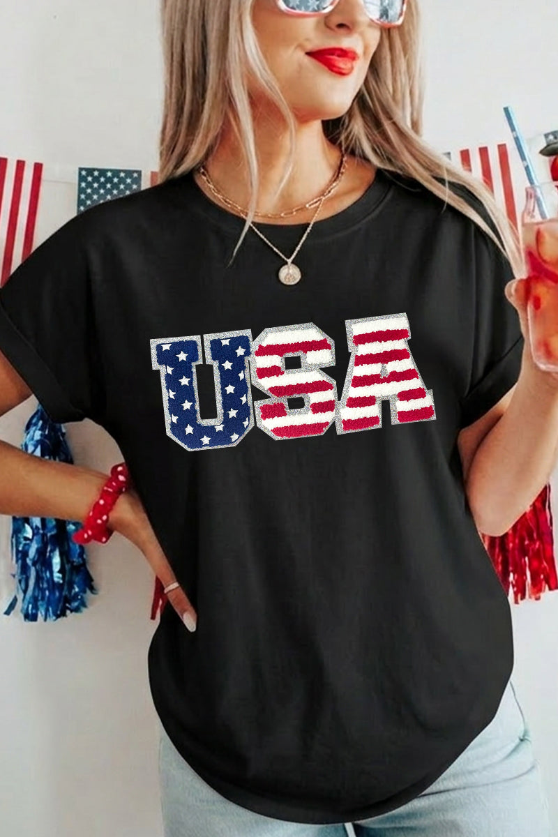 Independence Day Stars Stripes USA Letter Tee Top