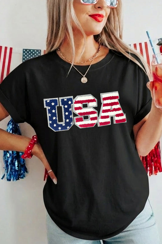 Independence Day Stars Stripes USA Letter Tee Top
