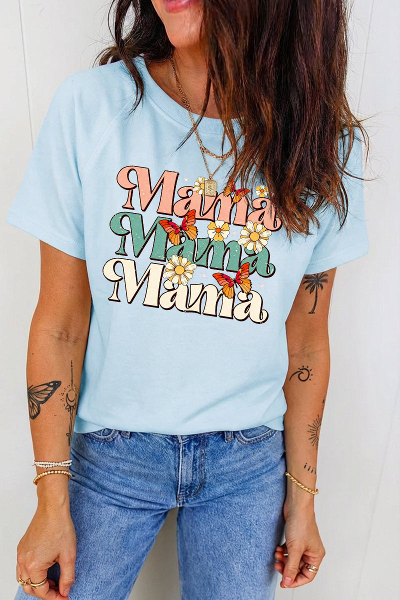 Mother's Day Colorful Mama Graphic Casual Loose T Shirt