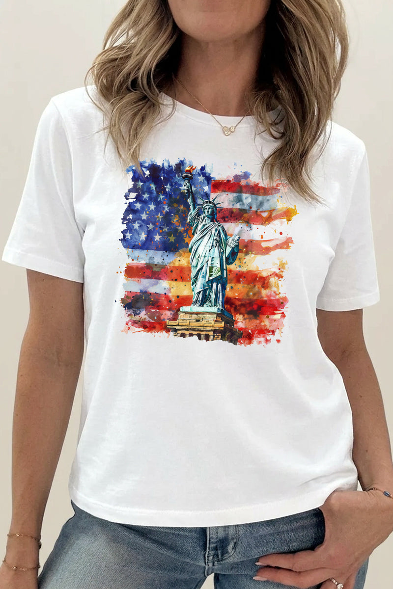 Statue of Liberty American Flag Patriotic Graphic Tee