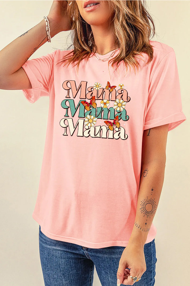 Floral Mama Graphic Tee Women Mother Day Gift Top