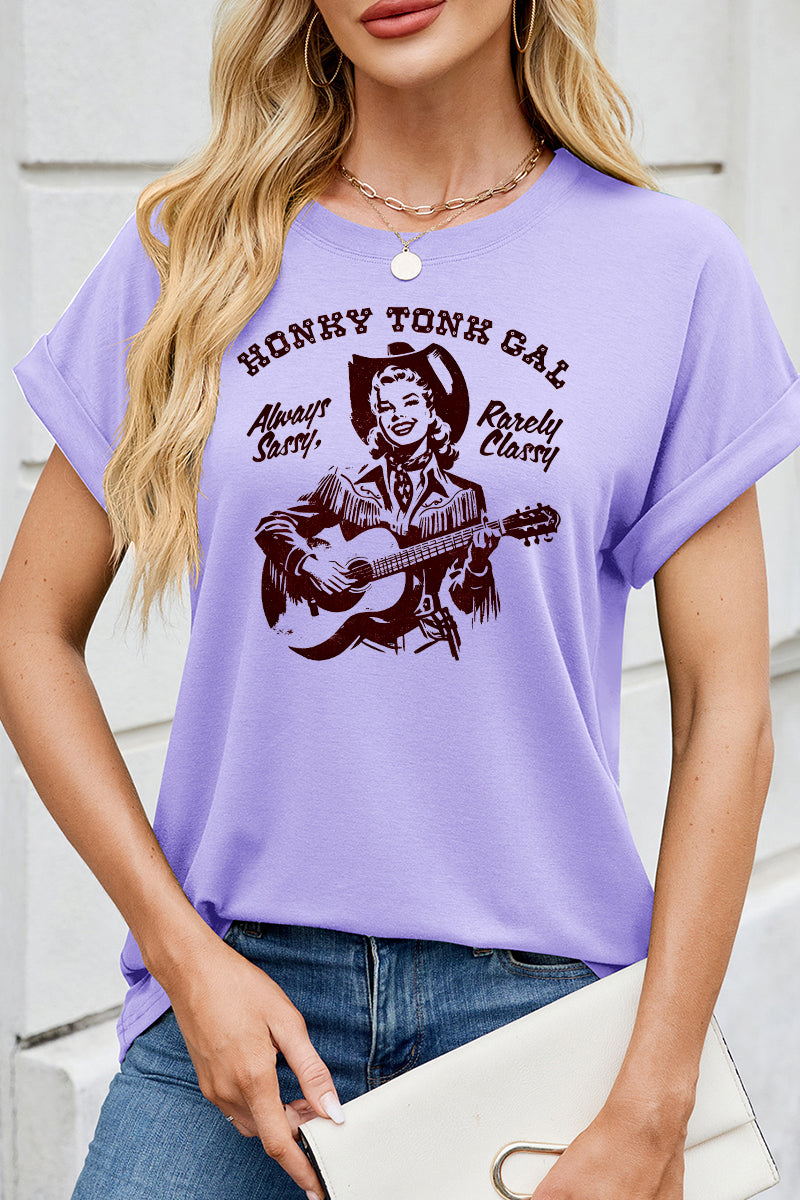 Vintage Cowgirl Western Graphic Loose Fit Tee Grey