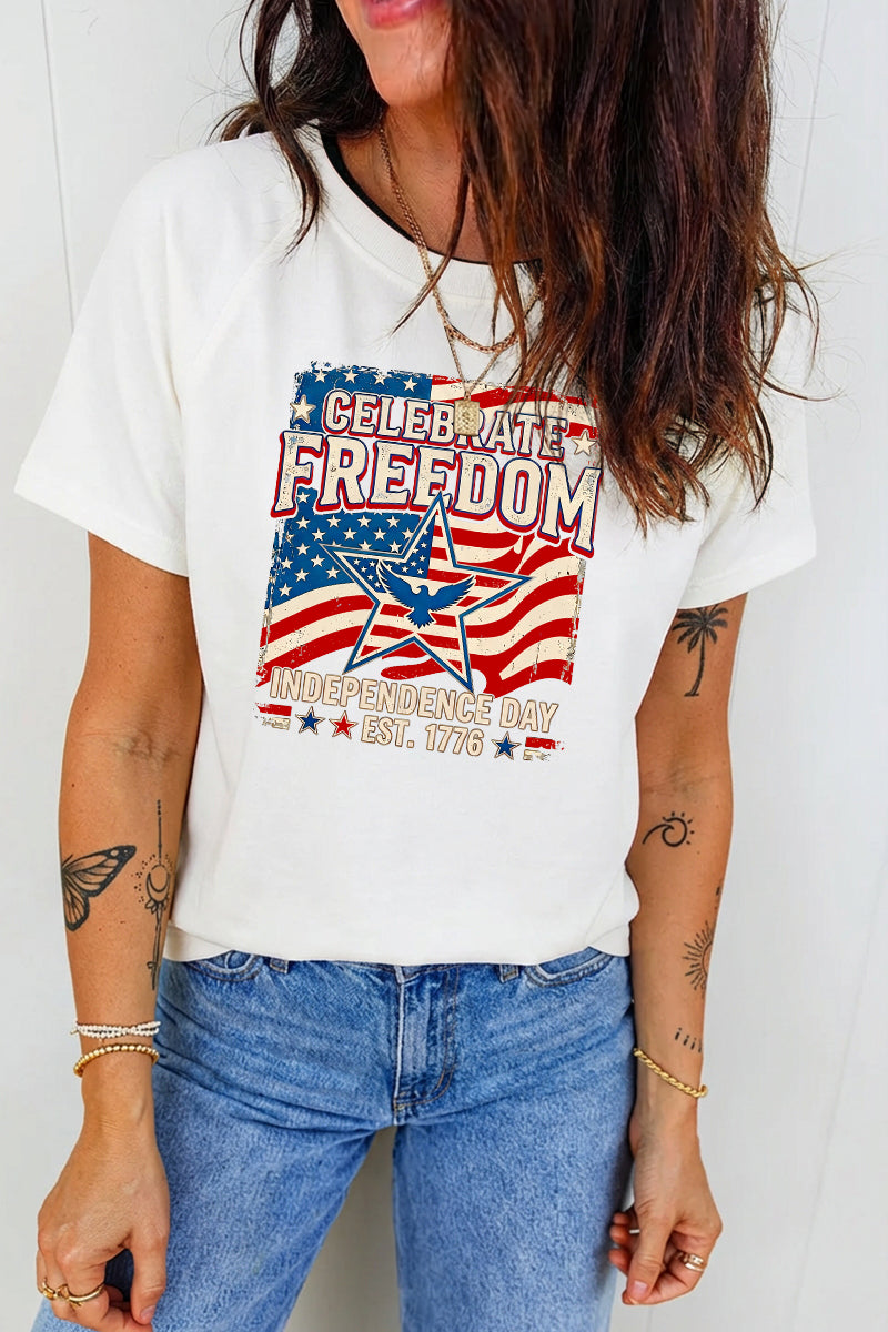 Patriotic Freedom USA Flag 4th of July Graphic Tee