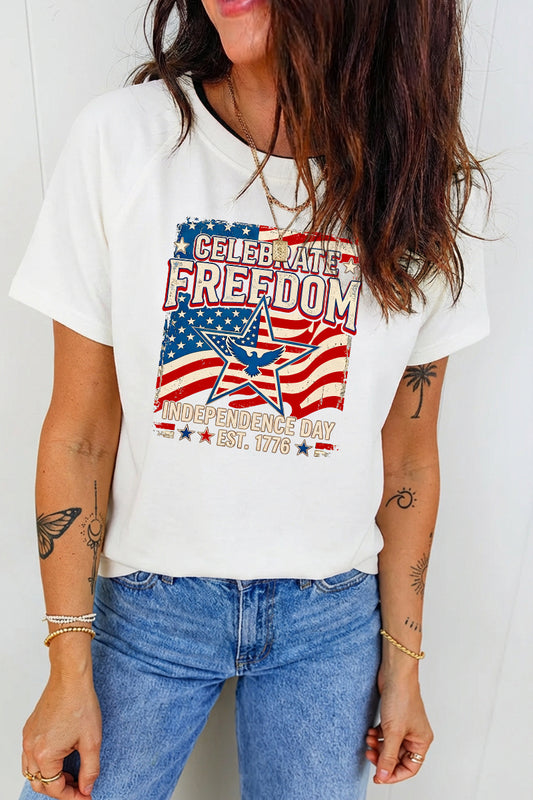 Patriotic Freedom USA Flag 4th of July Graphic Tee