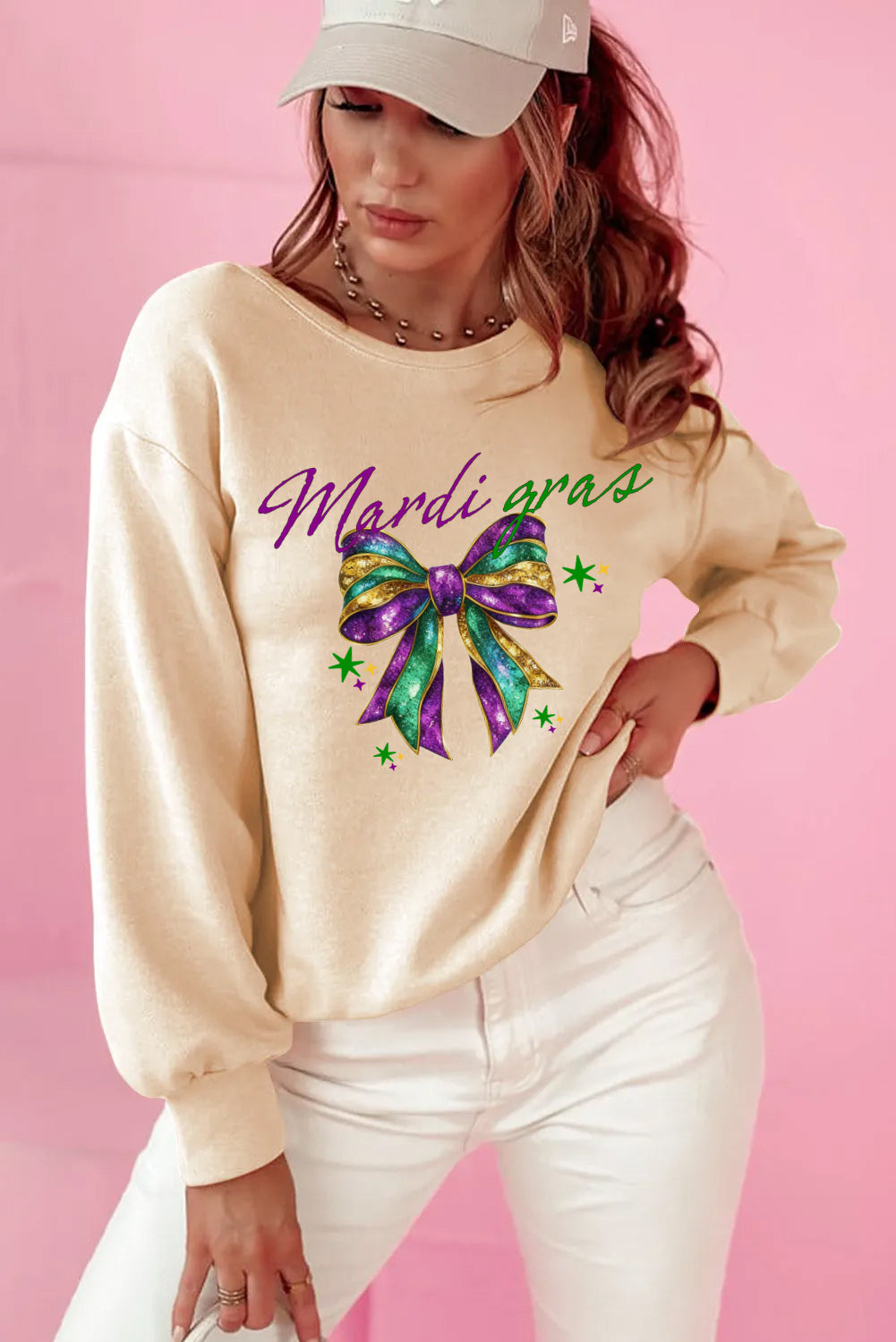 Mardi Gras Colorful Bow Festive Sweatshirt