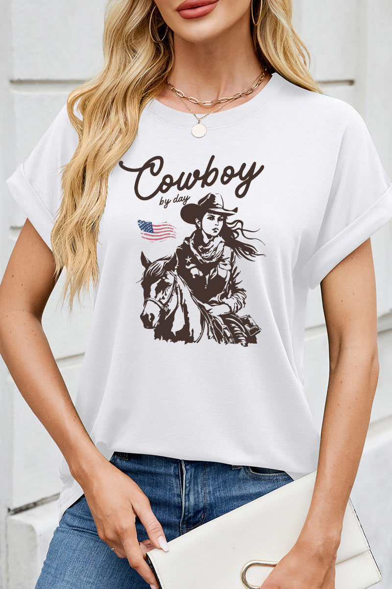 Cowgirl Graphic Tee Women Western Country Casual Shirt