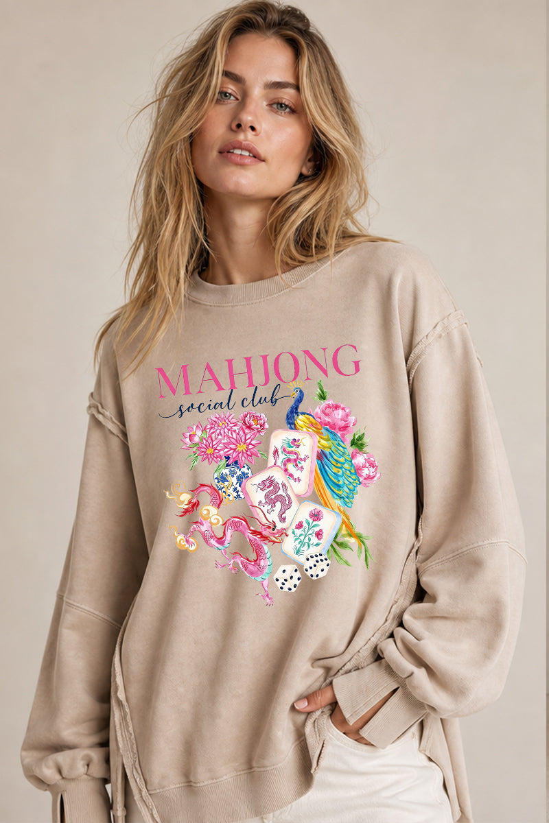 Mahjong Social Club Peacock Graphic Sweatshirt