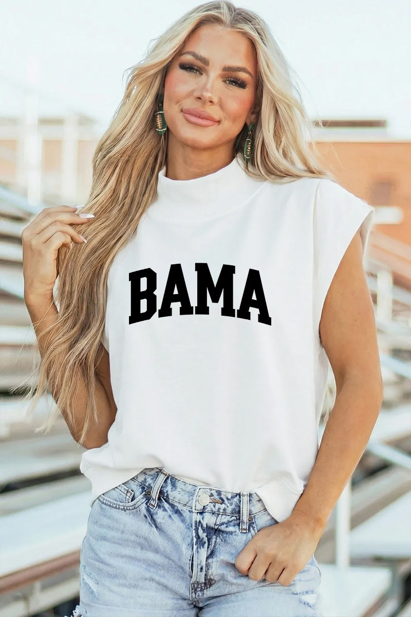 College Cotton Graphic Tee Casual Bama Sleeveless Tee