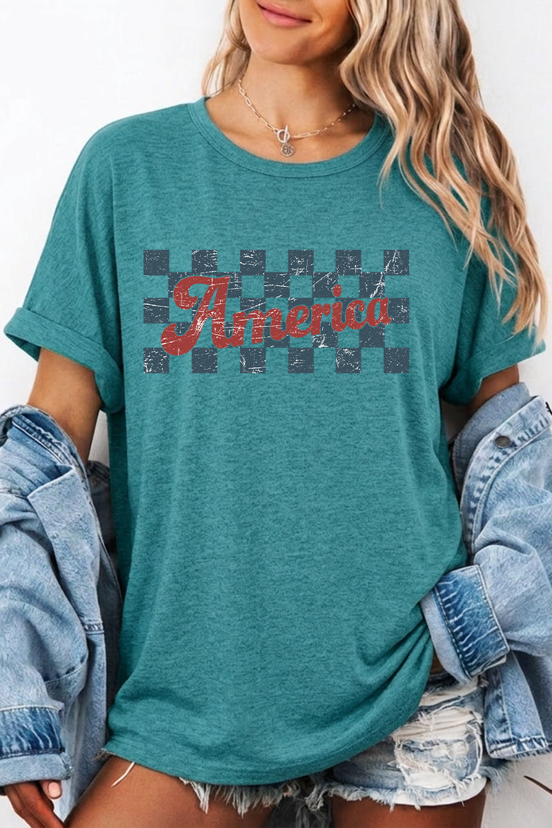 America Flag Graphic Tee Casual Loose Fit Summer Shirt