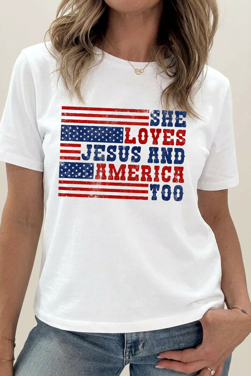 American Flag Cotton Graphic Tee Patriotic Boutique Top