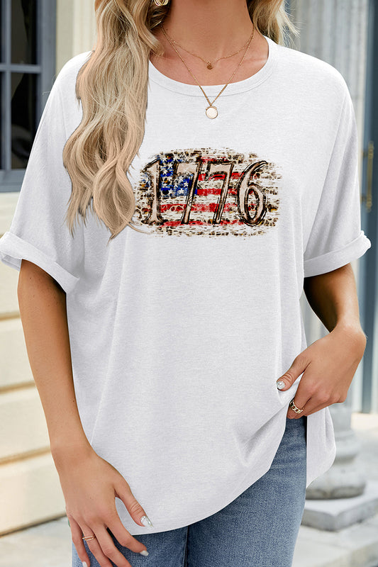 1776 Graphic Oversized Fourth of July Patriotic Tee
